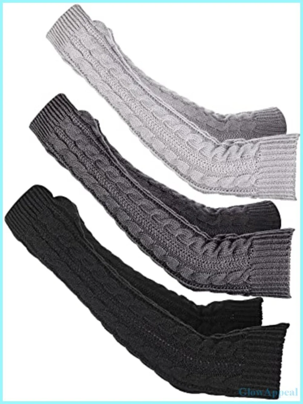 3 Pairs Knit Fingerless Arm Warmers Long Gloves Thumb Hole Y2K Women Winter